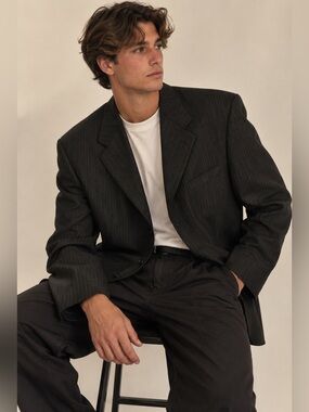 Vintage 1995 Canali Proposta Super 120s Wool Pinstripe Blazer Italy Size 54